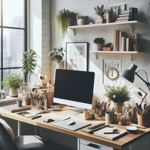 clutter free desk home office